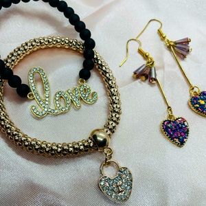 💜Love & Hearts Bracelets & Earrings Bundle
